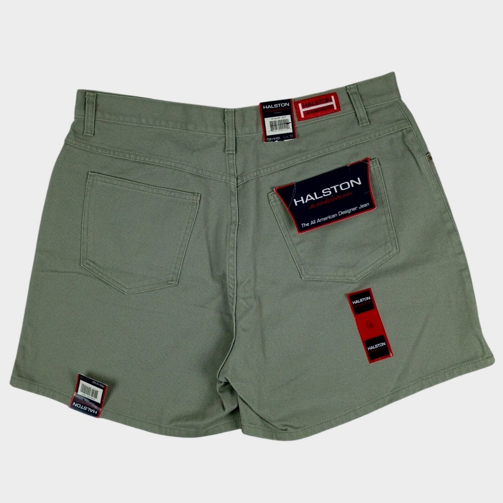 Halston Jeanswear Vintage Shorts Womens 16 Green NEW High‎ Rise Denim Casual